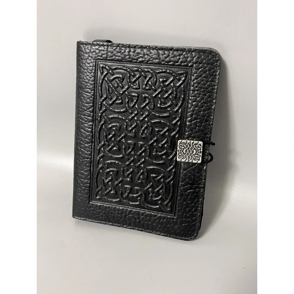 Oberon Design Black Embossed Leather Journal Book Cover 6x8
